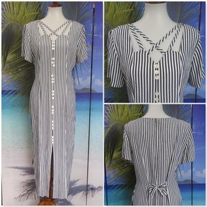 Vintage Dawn Joy Navy Striped Spring Dress